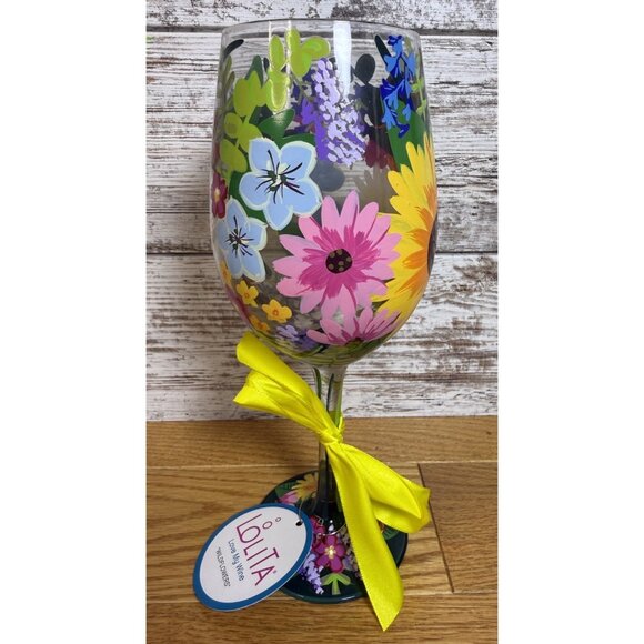 Lolita Love My Wine WILDFLOWERS Wine Glass Tag Original Box - Picture 5 of 9
